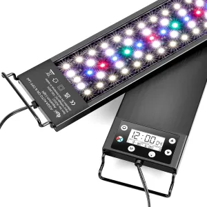 AQQA Aquarium Light,Multi-Function Fish Tank Led Light 24/7 DIY Auto On Off   Night Mode   Day Mode   Full Spectrum   7 Colors,Adjustable Brightness Waterproof with Timer for Freshwater 24W