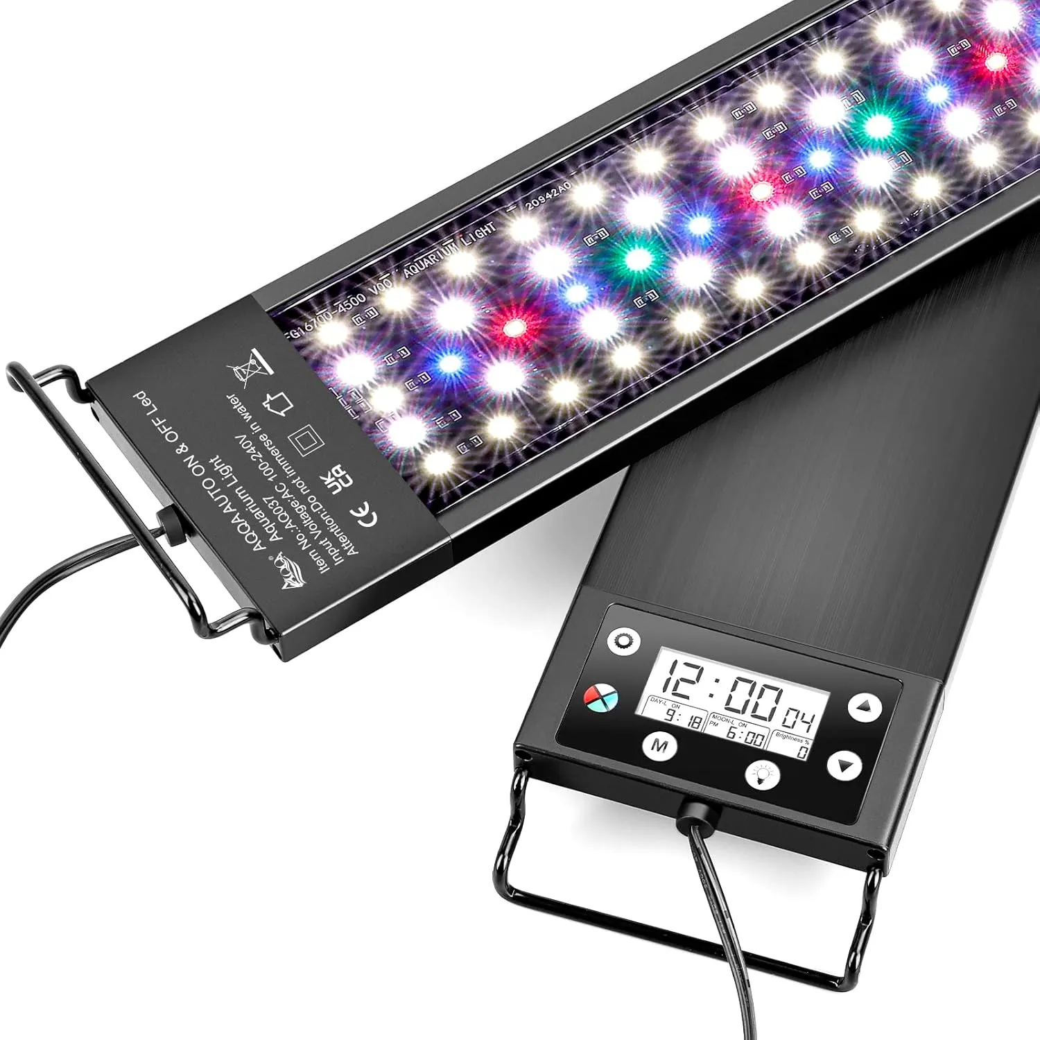 AQQA Aquarium Light,Multi-Function Fish Tank Led Light 24/7 DIY Auto On Off   Night Mode   Day Mode   Full Spectrum   7 Colors,Adjustable Brightness Waterproof with Timer for Freshwater 24W