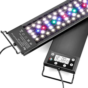 AQQA Aquarium Light,Multi-Function Fish Tank Led Light 24/7 DIY Auto On Off   Night Mode   Day Mode   Full Spectrum   7 Colors,Adjustable Brightness Waterproof with Timer for Freshwater 30W