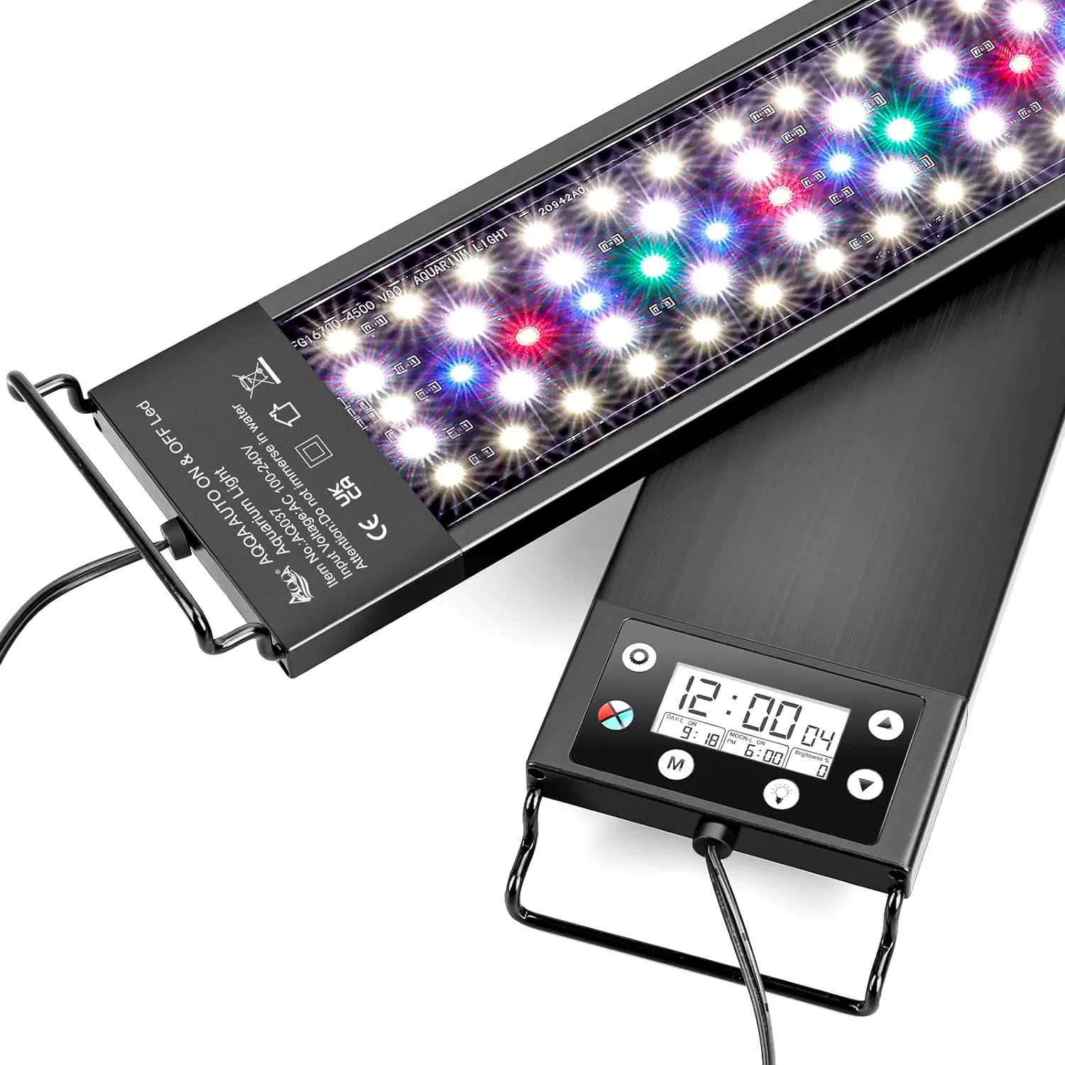 AQQA Aquarium Light,Multi-Function Fish Tank Led Light 24/7 DIY Auto On Off   Night Mode   Day Mode   Full Spectrum   7 Colors,Adjustable Brightness Waterproof with Timer for Freshwater 30W