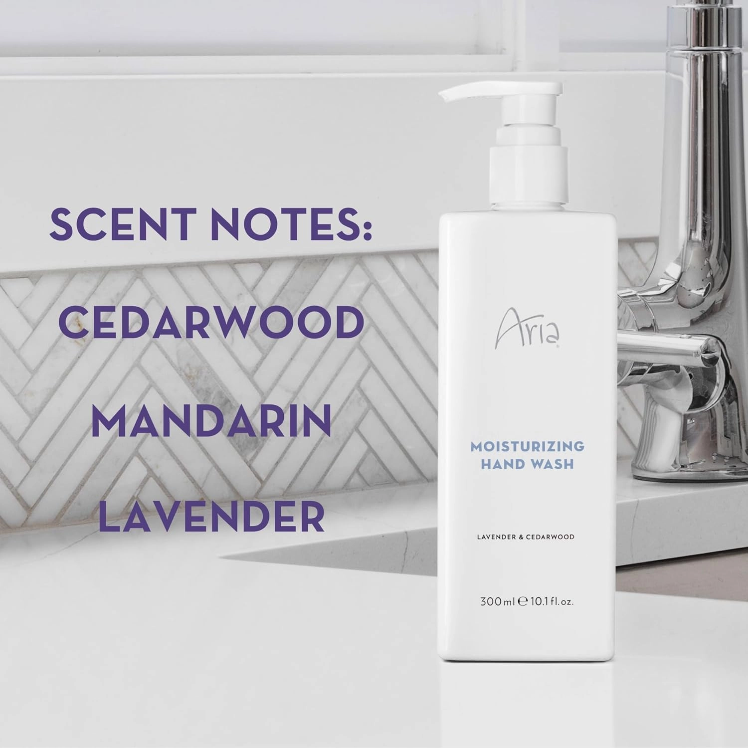 Aria Skin Care Set - Hand Wash & Body Lotion - Scented with Cedarwood, Green Mandarin, Lavender - Hotel Body Care Amenities - 10 oz, White
