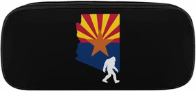 Arizona State Flag Map Bigfoot Fashion Pencil Case Large PU Leather Stationery Bag Easy to Clean Portable Pencil Pouch Makeup Bag