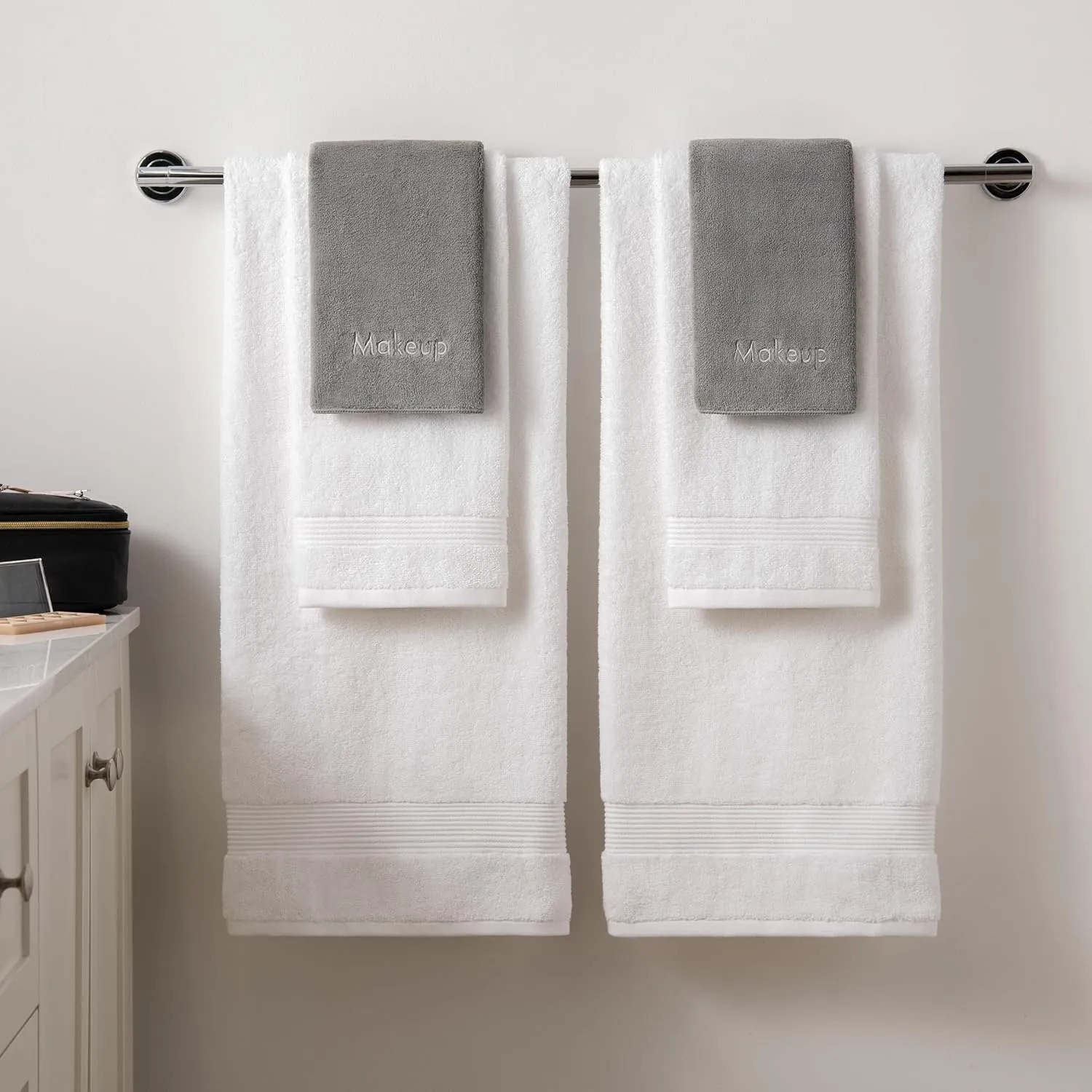 Arkwright Makeup Remover Wash Cloth - Pack of 6 - Ultra Soft & Gentle Microfiber Coral Fleece Small Fingertip Towels, Decorative Powder Room & Guest Bathroom Essentials for Hosts, 11 x 17 in, Grey