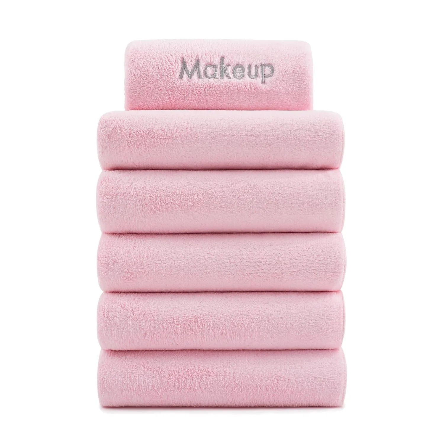 Arkwright Makeup Remover Wash Cloth - Pack of 6 - Ultra Soft & Gentle Microfiber Coral Fleece Small Fingertip Towels, Decorative Powder Room & Guest Bathroom Essentials for Hosts, 11 x 17 in, Pink