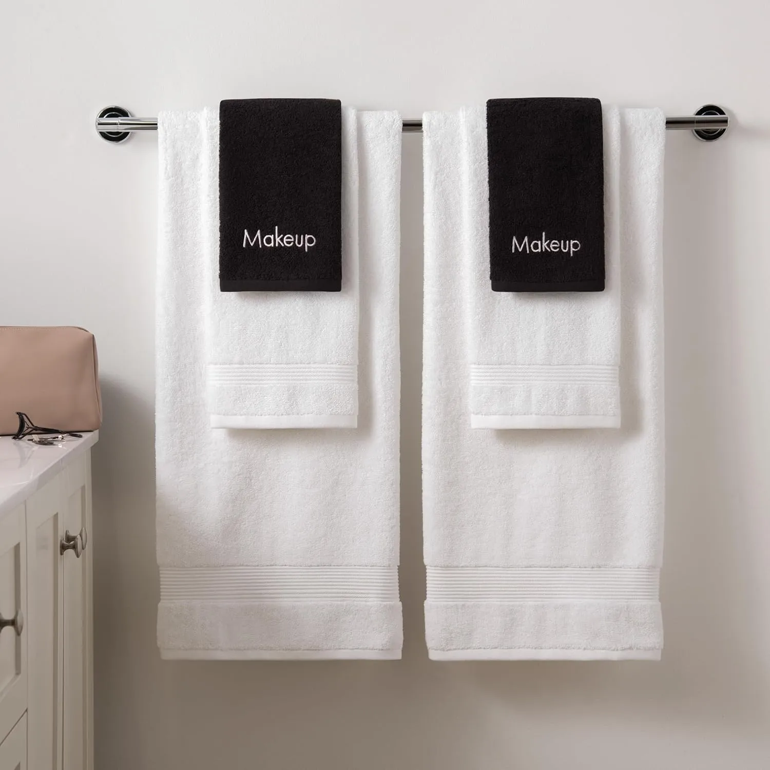 Arkwright Makeup Towels - Bulk Case of 144 - Soft & Gentle Cotton Small FingerTip Powder Room Washcloth, Decorative Bathroom Essentials for Hosts & Artists, 11 x 17 in, Black