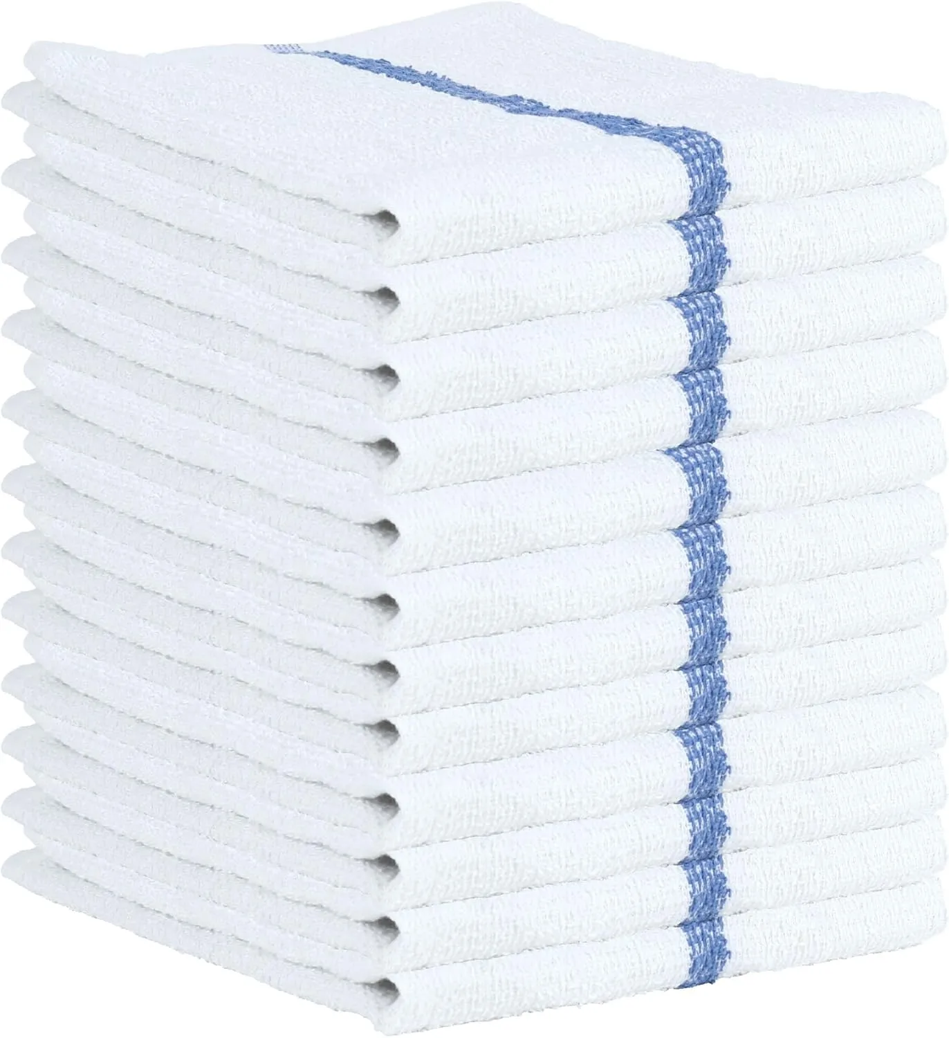 Arkwright Qwick Wick Bar Mop Towels - (Pack of 12) 100% Cotton Quick Dry Dishcloths, Super Absorbent Multipurpose Cleaning Rags for Restaurants, Kitchen, Bathroom, Hotel, 16 x 19 in, Blue Stripe