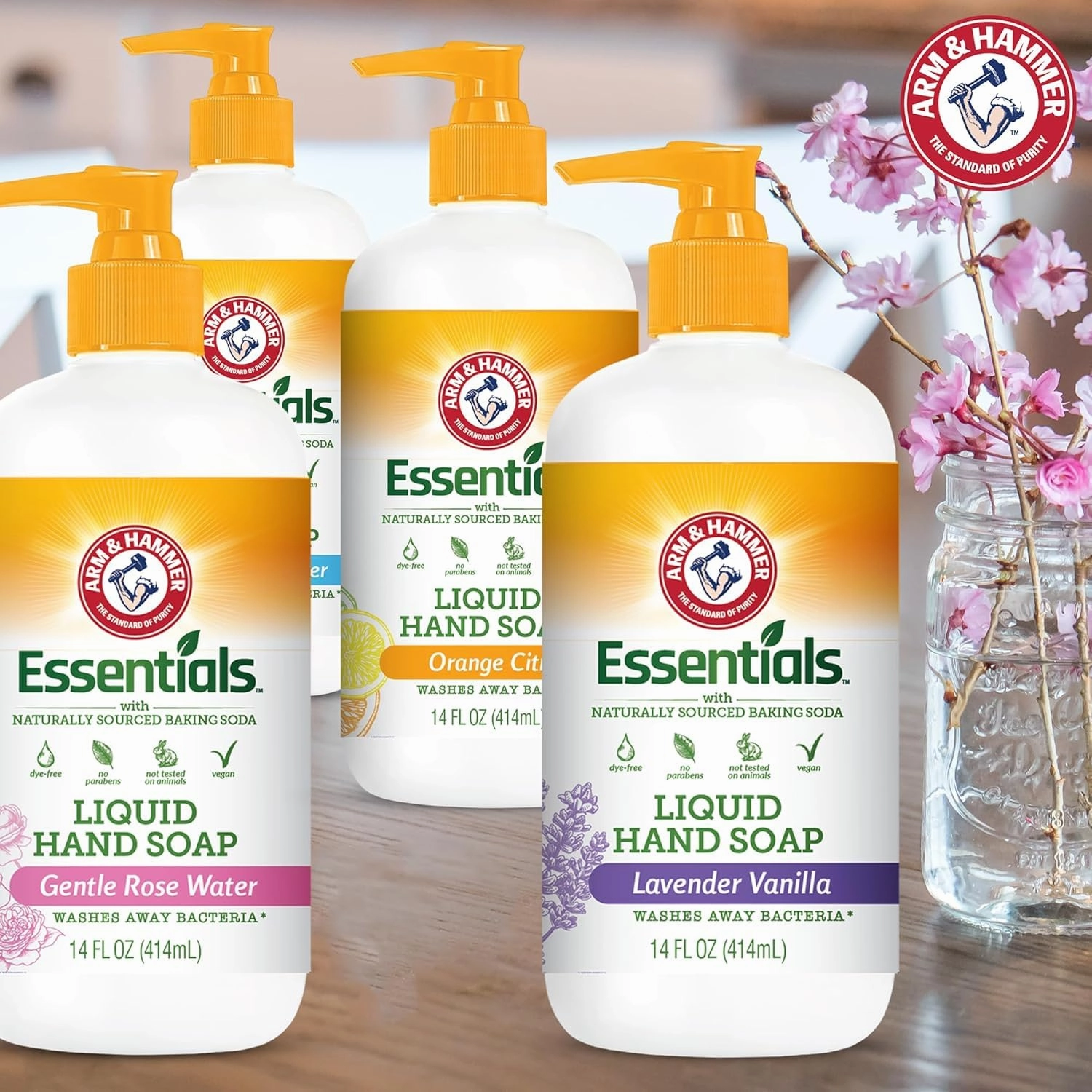 Arm & Hammer 6 Pack Liquid Hand Soap for Skin Cleaning - Cleanser for Kitchen & Bathroom with Fresh Rain Water Scent - Natural Hand Soap Cleanses, Softens 14 FL Oz (414ml)