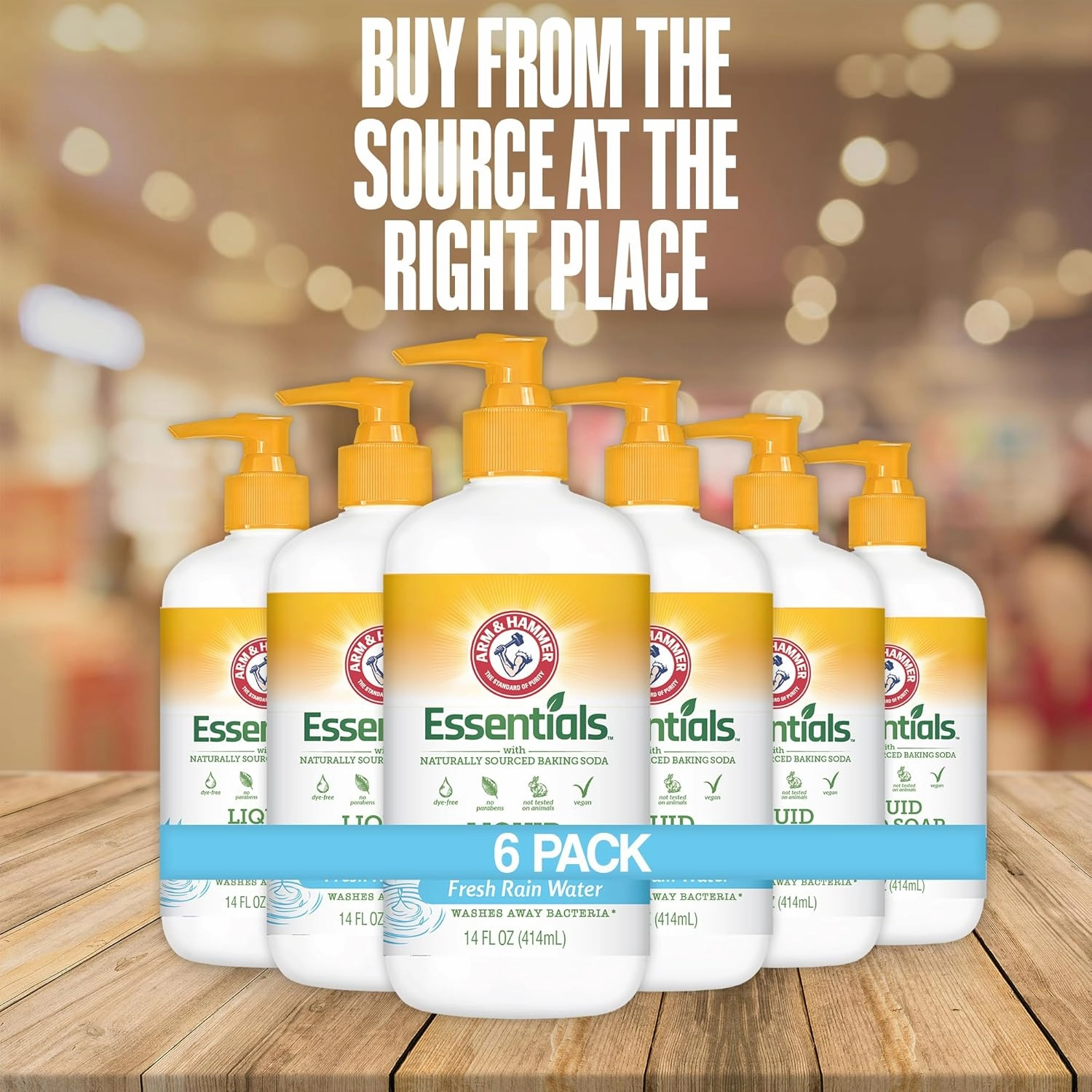 Arm & Hammer 6 Pack Liquid Hand Soap for Skin Cleaning - Cleanser for Kitchen & Bathroom with Fresh Rain Water Scent - Natural Hand Soap Cleanses, Softens 14 FL Oz (414ml)