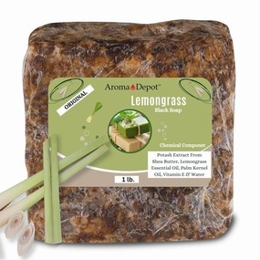 Aroma Depot African Black Soap 1 lb. Scented Lemongrass Bar Handmade with Shea Butter, Essential Oil. 100% Natural Infused Soap For Face and as a Body Wash.