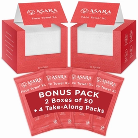 Asara Disposable Face Towel XL Facial Wipes | Organic Vegan Biodegradable | Just Add Water for Makeup Remover Wipes | Sensitive Skin Face Wipes - Clean Daily Towelettes (100 Count)