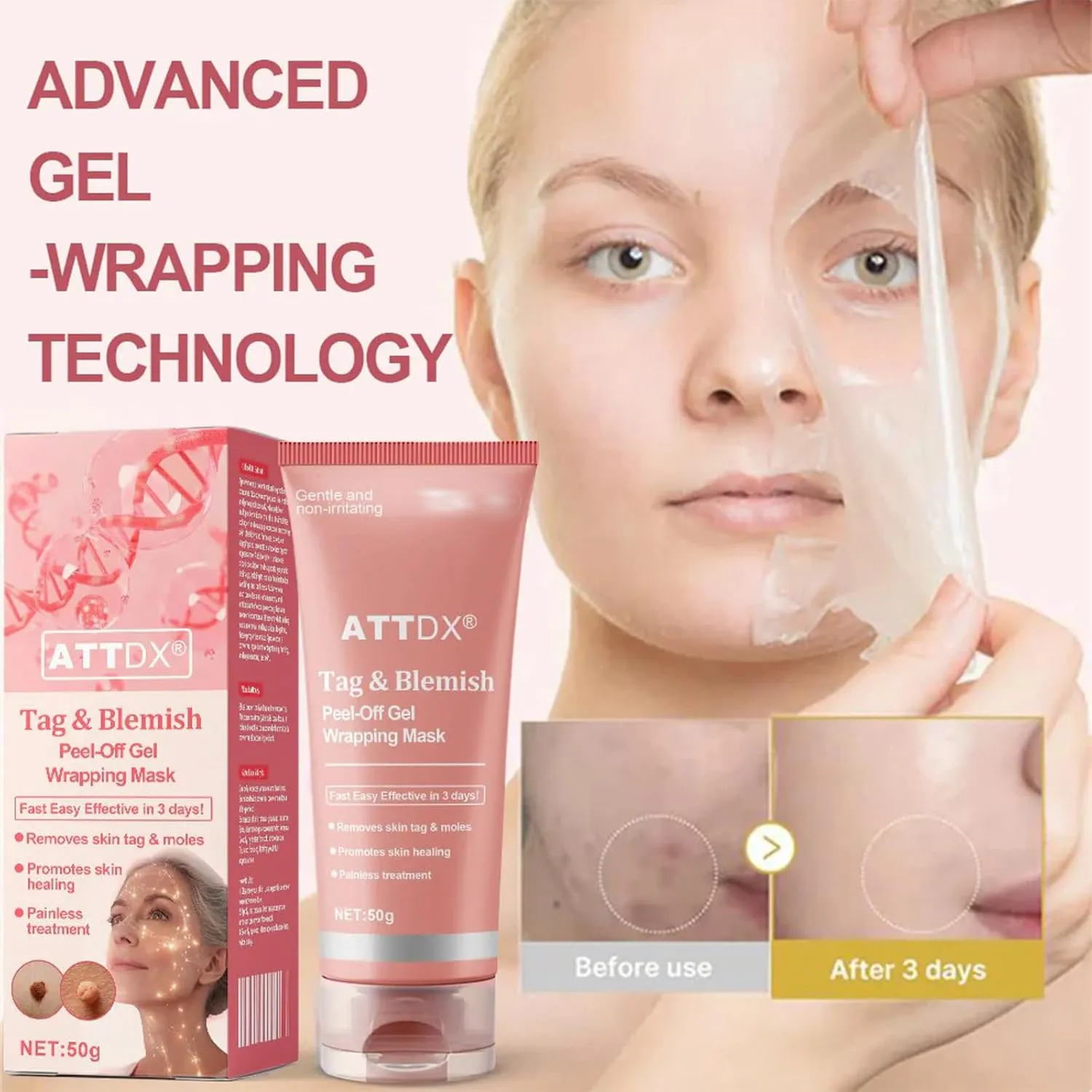 ATTDX Blemish Peel off Gel Wrapping Mask,ATTDX Blemish Peel off Gel,attdx skin remover gel,Effectively reduces skin blemishes and moisturizes (2PCS)