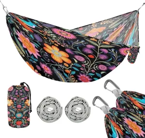 ATTX Brightly Colored Birds Camping Hammock - Lightweight & Portable Hammocks, Heavy Duty 330lbs Capacity for Indoor, Hiking, Backpacking, Travel, Backyard, Beach#261