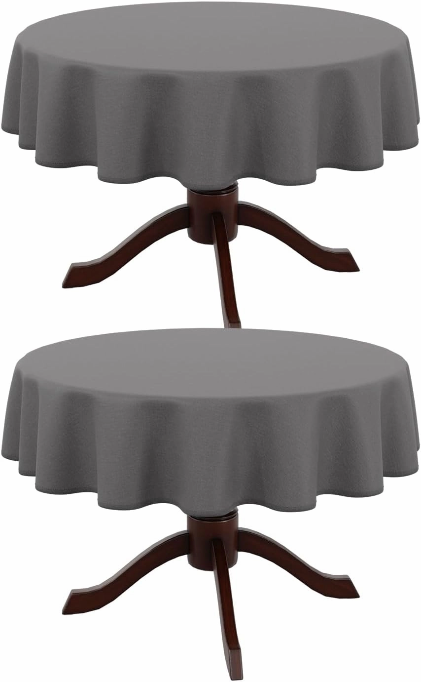 AUSSPVOCT 2 Pcs Textured Round Tablecloth 60 Inch for Dia 38’’ Tables - Waterproof Washable Wipeable Table Cloth Fabric Dining Table Cover for Birthday Party Farmhouse Outdoor Kitchen Tabletop Cover