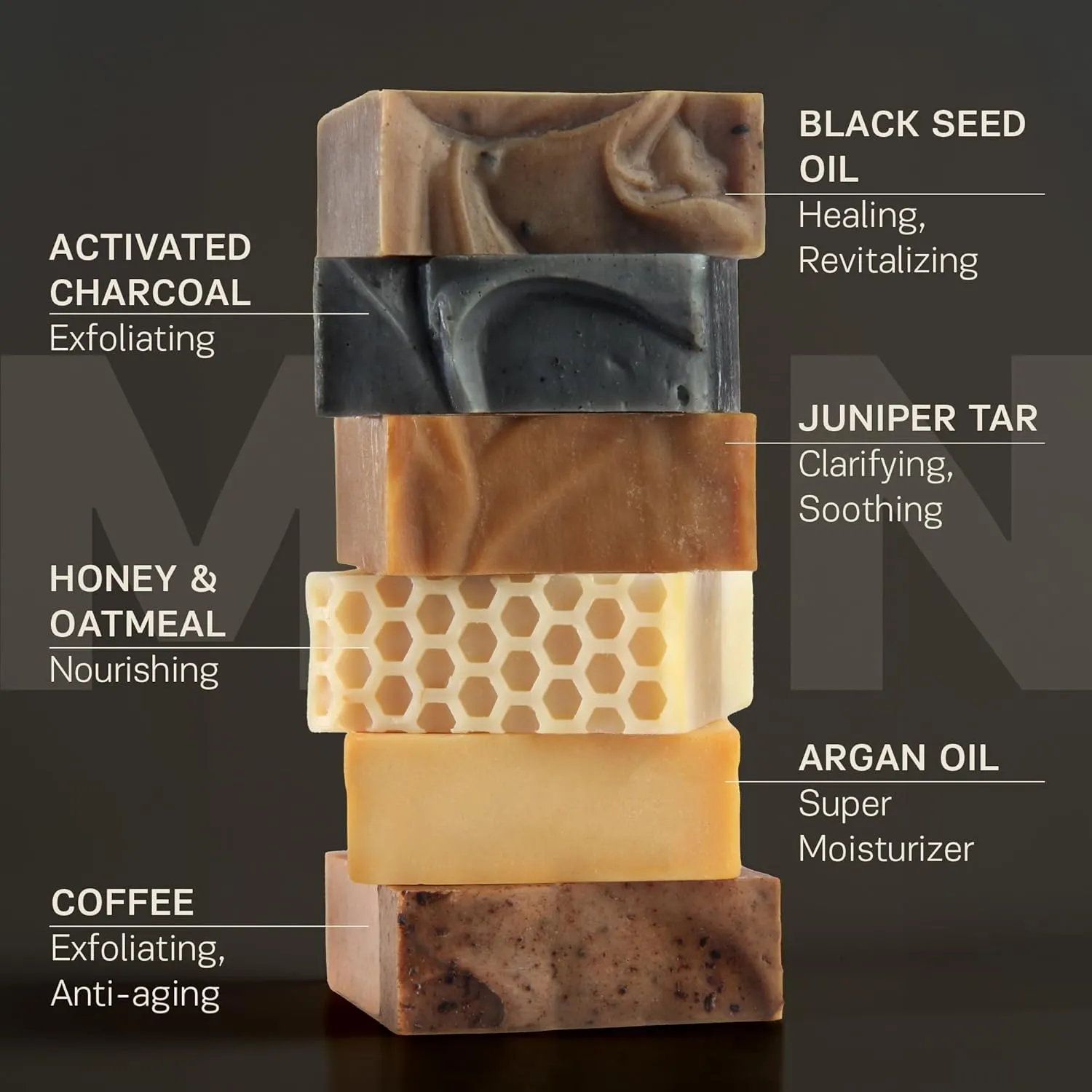 AUTHENTIC BATH & SOAP - Gift Set Bar Soap for Men - Natural, Organic, Moisturizing, handmade soap, Gentle Cleansing Castile mens soap, Oil Control, Cruelty Free, SLS Free. (Pack of 6) 4.2 Oz Each