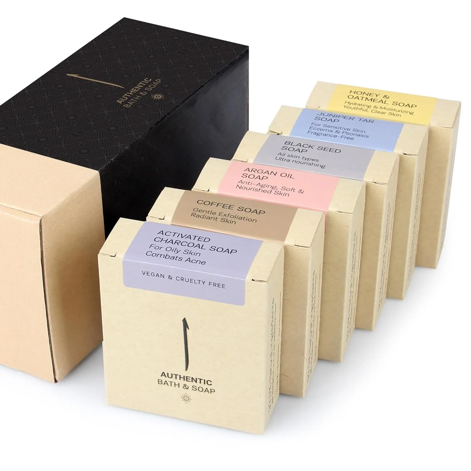 AUTHENTIC BATH & SOAP - Gift Set Bar Soap for Men - Natural, Organic, Moisturizing, handmade soap, Gentle Cleansing Castile mens soap, Oil Control, Cruelty Free, SLS Free. (Pack of 6) 4.2 Oz Each