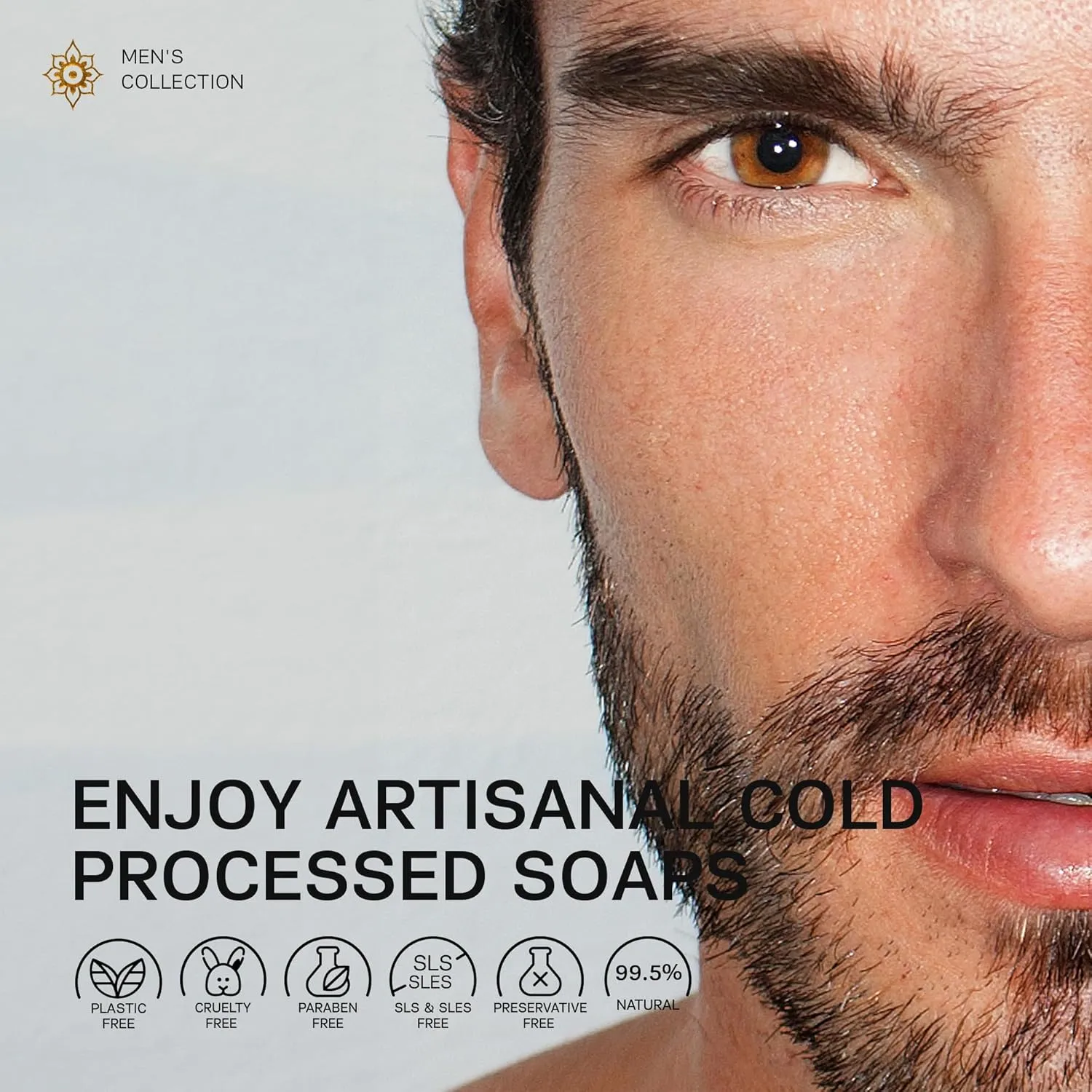 AUTHENTIC BATH & SOAP - Gift Set Bar Soap for Men - Natural, Organic, Moisturizing, handmade soap, Gentle Cleansing Castile mens soap, Oil Control, Cruelty Free, SLS Free. (Pack of 6) 4.2 Oz Each