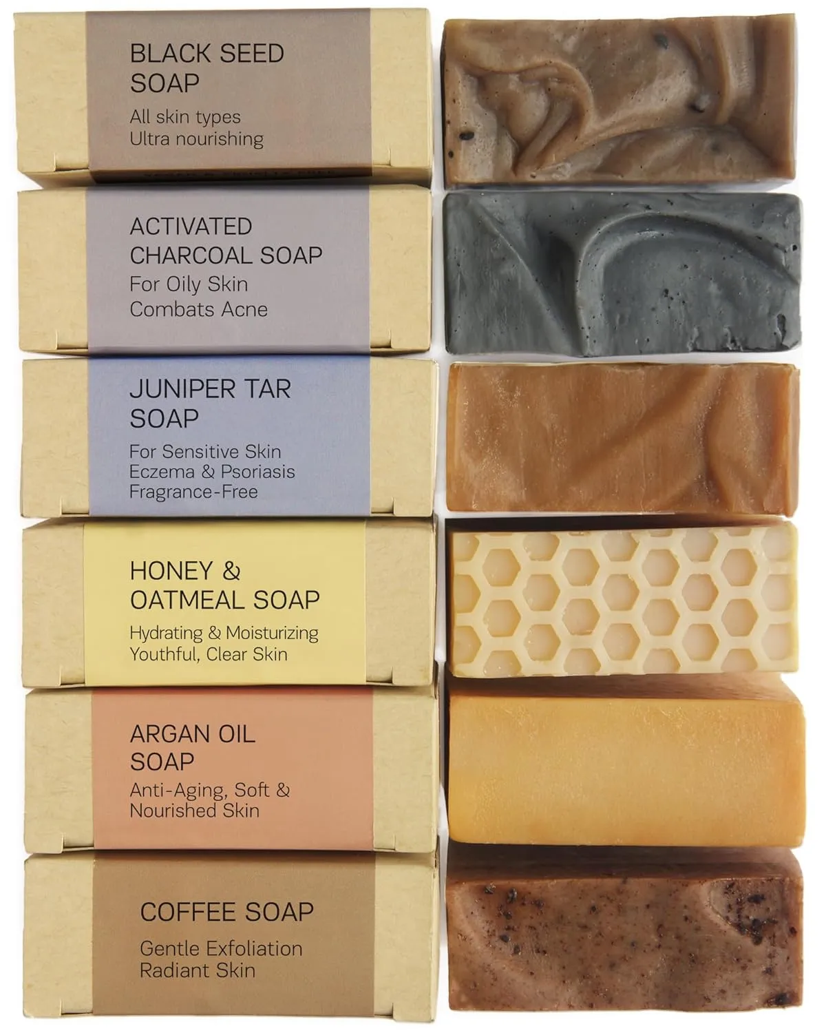 AUTHENTIC BATH & SOAP - Gift Set Bar Soap for Men - Natural, Organic, Moisturizing, handmade soap, Gentle Cleansing Castile mens soap, Oil Control, Cruelty Free, SLS Free. (Pack of 6) 4.2 Oz Each