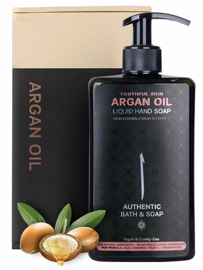 AUTHENTIC BATH & SOAP - Organic Argan Oil Castile Soap Liquid Hand Soap - Organic, Nourishing, moisturizing, Natural, (Cruelty, Paraben, SLS) Free, Enriched with Vitamin E, 16.9 Fl Oz