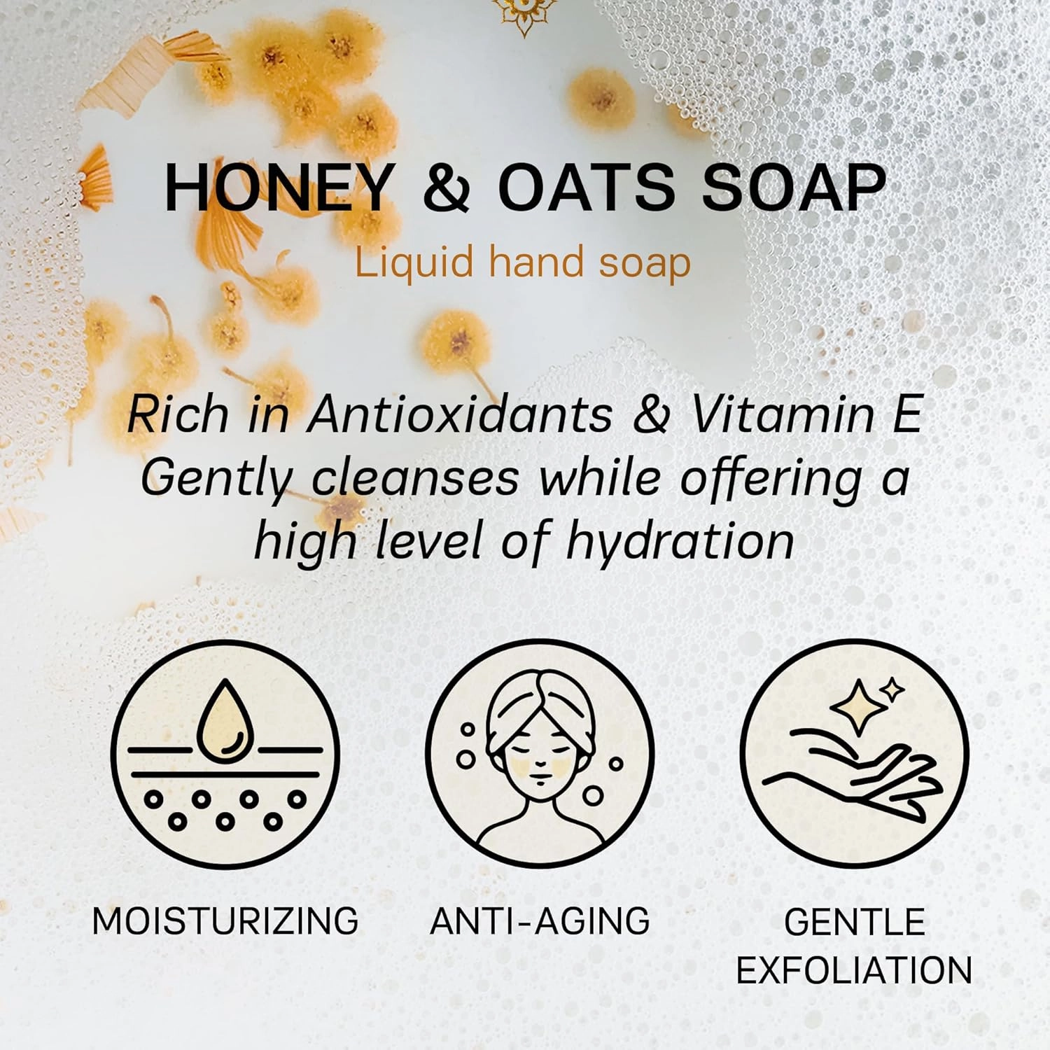 AUTHENTIC BATH & SOAP Natural Honey & Oatmeal Organic Hand Soap - Hydrating, Moisturizing & Soothing, with Vitamin E - Paraben-Free, Sulfate-Free, Cruelty-Free, 16.9 Fl Oz