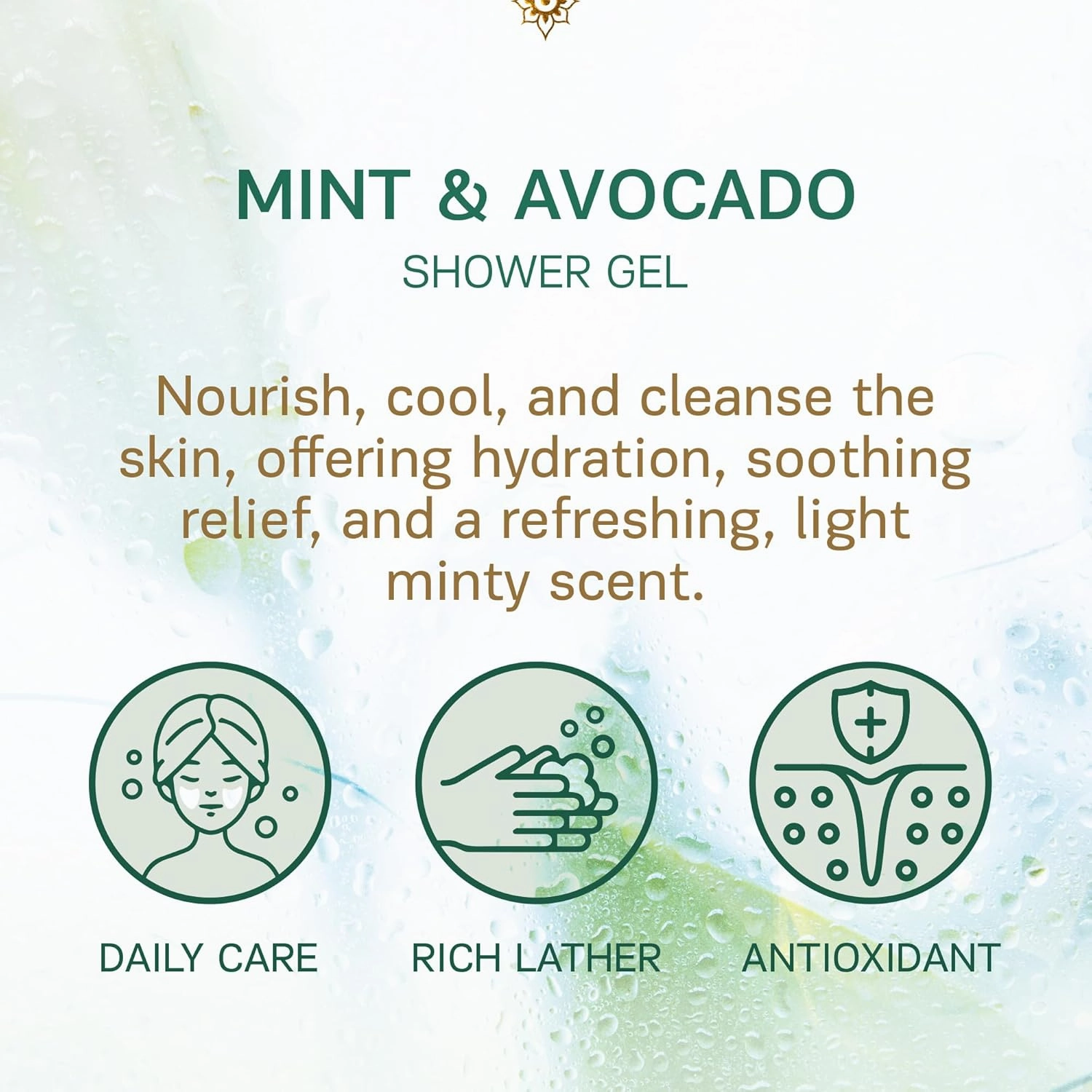 AUTHENTIC BATH & SOAP Sensitive Skin Body Wash – Organic Mint Essential Oil & Avocado Butter – Hydrating Shower Gel with Vitamin E & Hyaluronic Acid – SLS Free, Moisturizing & Refreshing, 16.9 Fl Oz