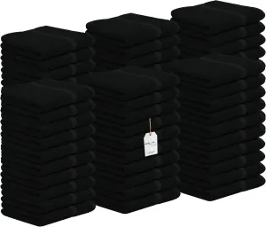 Avalon Towels Cotton Washcloths – (Pack of 60) Size 12x12 Inches, 100% Ring Spun Cotton, Soft & Absorbent Face Towels, Gym Towels, Hotel and Spa Quality, Reusable Fingertip Towels (Black)