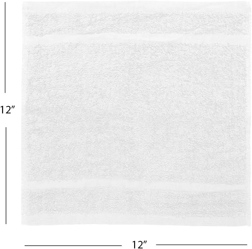 Avalon Towels Cotton Washcloths – (Pack of 60) Size 12x12 Inches, 100% Ring Spun Cotton, Soft & Absorbent Face Towels, Gym Towels, Hotel and Spa Quality, Reusable Fingertip Towels (White)