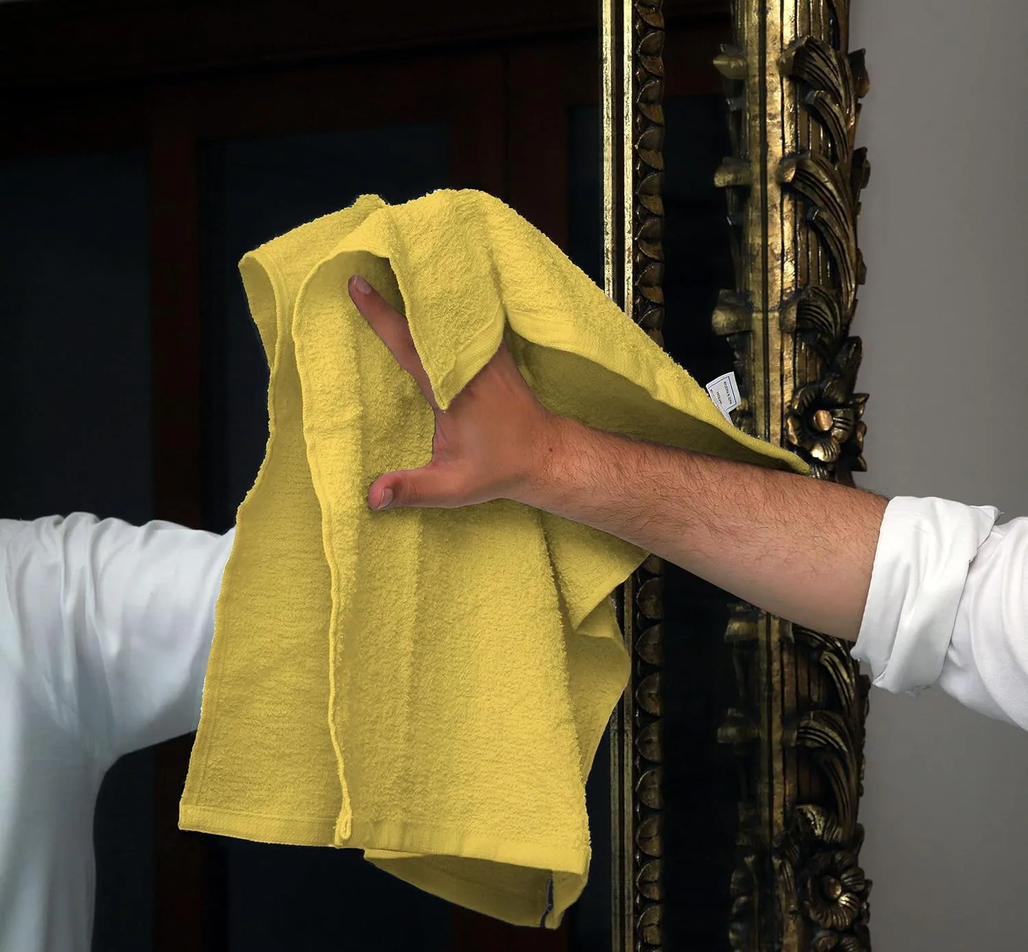 Avalon Towels Terry Bar Mop Towels (Value Pack of 60) Size 14"x17" – Absorbent and Durable, Multipurpose Cleaning Rags, Cotton Cleaning Cloths, Terry Cloth Rags, Reusable Shop Rag (Yellow)
