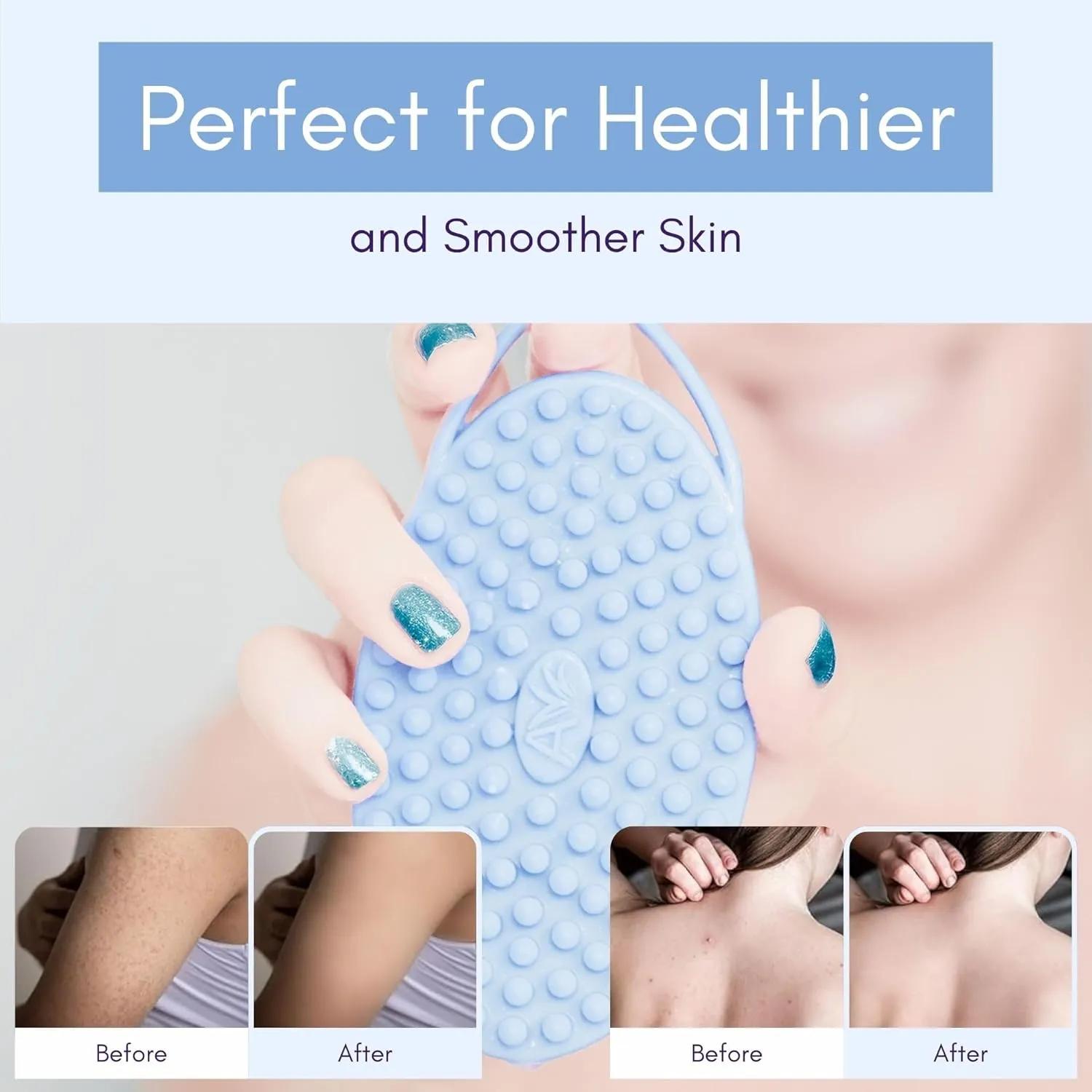 Avilana Body and Face Scrubber Combo – Includes Dual-Sided Body Scrubber and Gentle Face Scrubber – Hygienic, Long-Lasting, and Gentle for Body and Face