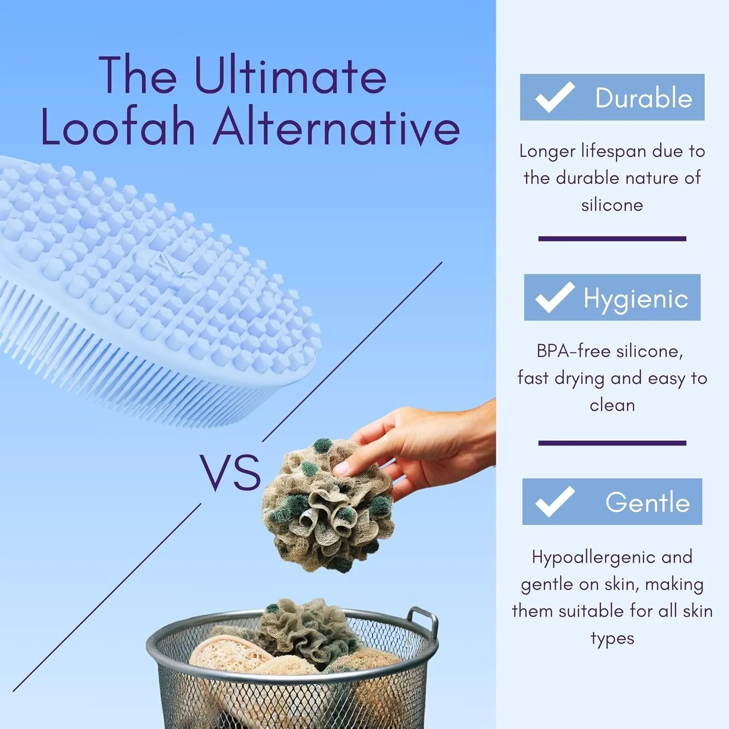 Avilana Body and Face Scrubber Combo – Includes Dual-Sided Body Scrubber and Gentle Face Scrubber – Hygienic, Long-Lasting, and Gentle for Body and Face