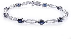 Avital & Co. 0.20 Carat Diamond and 4.50 Carat Sapphire 14k White Gold Link Bracelet
