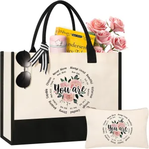AYGE Christian Gifts for Women, Encourage Gift for Women, Reusable Grocery Bag Tote Bag & Makeup Bag