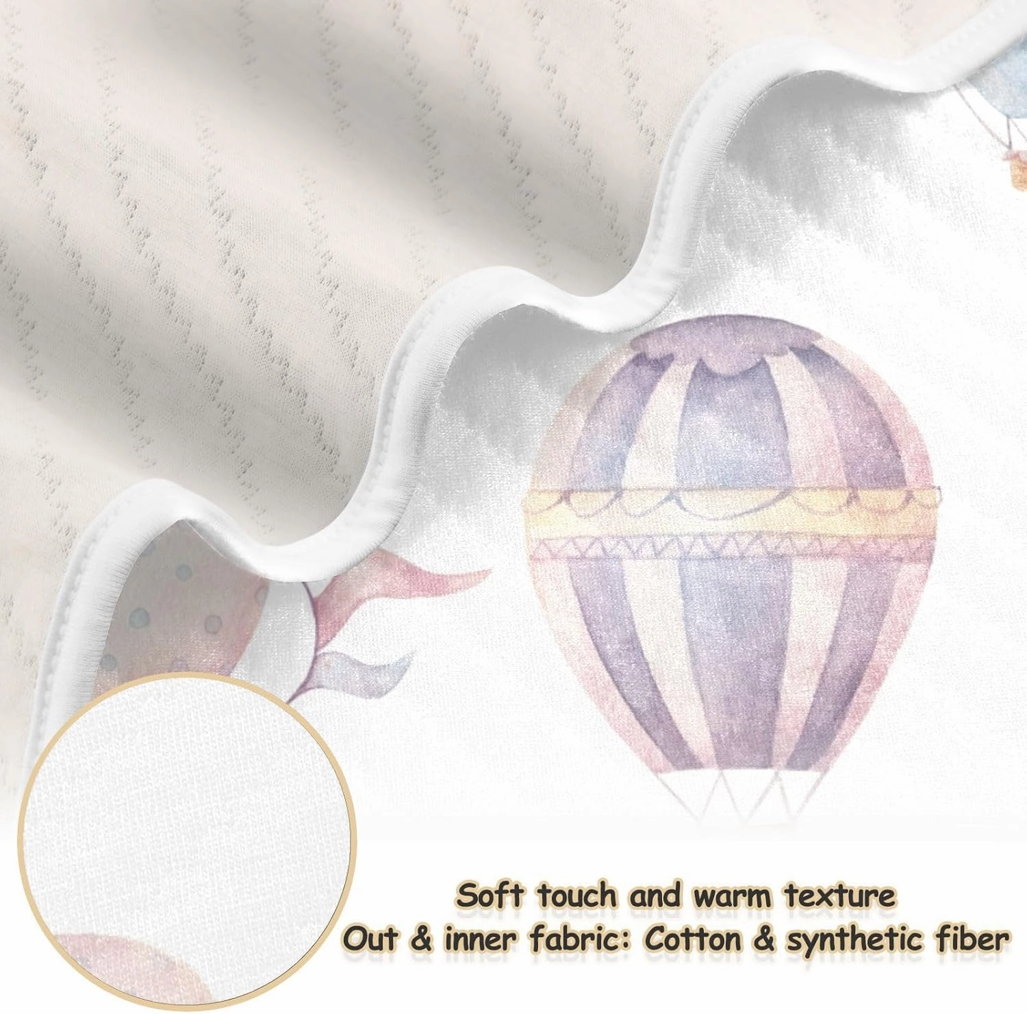 Baby Blanket for Boys Girls - Hot Air Balloon Baby Blankets, Soft Breathable Nursery Bed Blankets 30 x 40 Inch