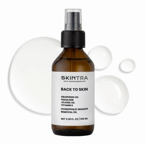 Back To Skin - Makeup Removing Oil with Squalane & Vitamin E, Gentle Cleansing for All Skin Types - Safe for Sensitive Areas – No Greasy Residue 100 ml/Net 3.38 Fl. Oz