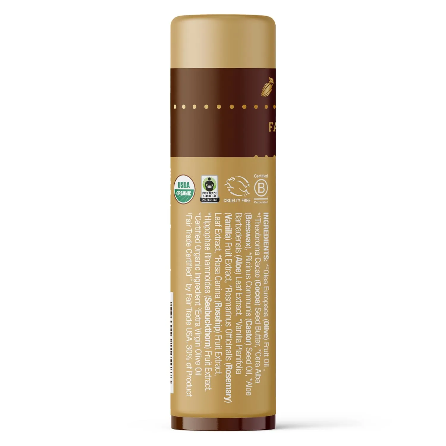 Badger Vanilla Bean Cocoa Butter Lip Balm, Long Lasting Hydrating Lip Care, 100% Organic Lip Balm, Large Size Stick, 4-pack