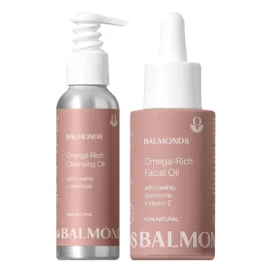 Balmonds Cleansing & Facial Oil Duo – Omega-Rich Cleanser & Intensive Skin Oil for Dry, Sensitive Skin – 100% Natural, Essential Oil & Fragrance-Free, Vegan & Cruelty-Free