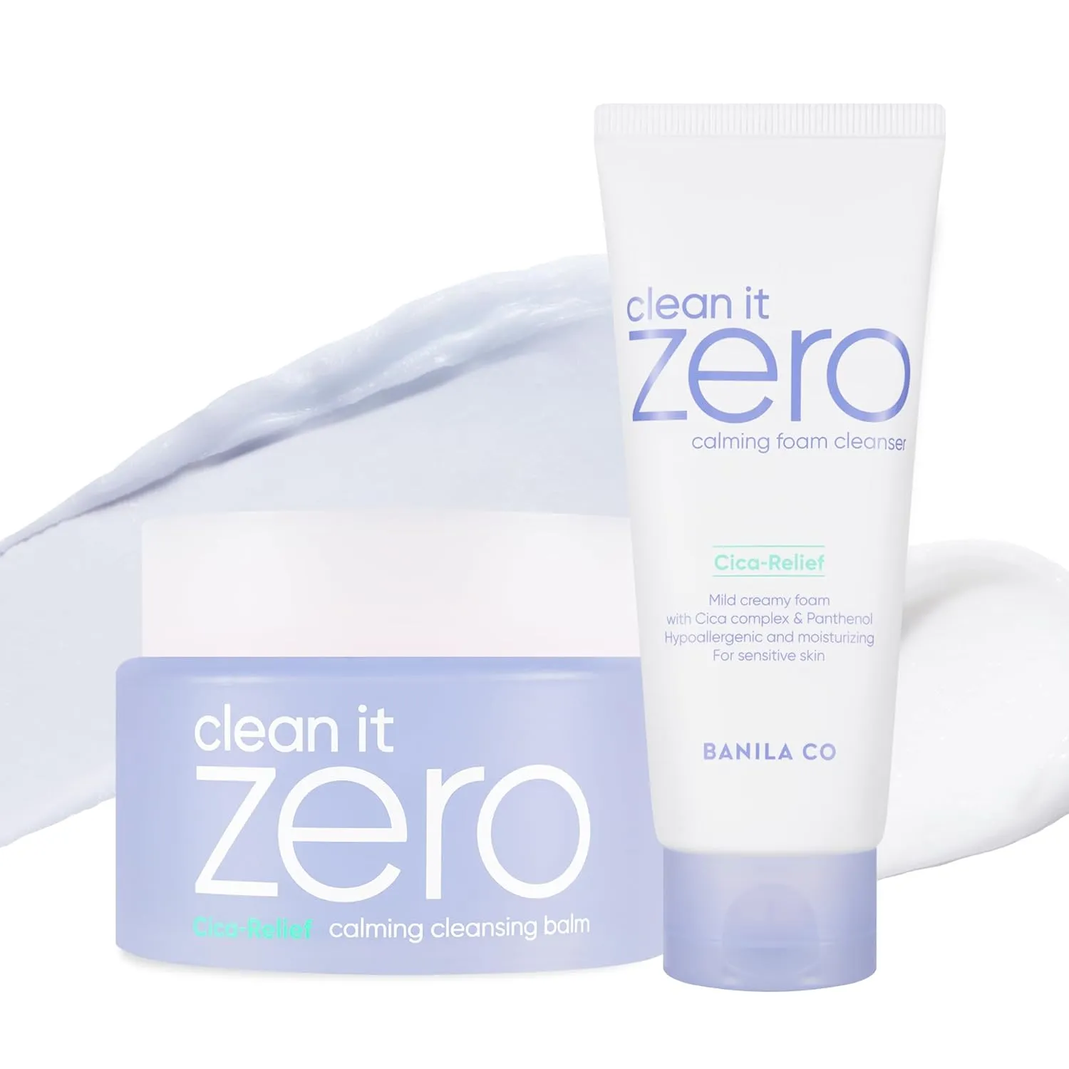 BANILA CO Clean It Zero Calming Double Cleanse Set | Calming Cleansing Balm 100ml   Calming Foam Cleanser 150ml | CICA, Madecassoside | Korean Vegan Cleanser for Sensitive Skin