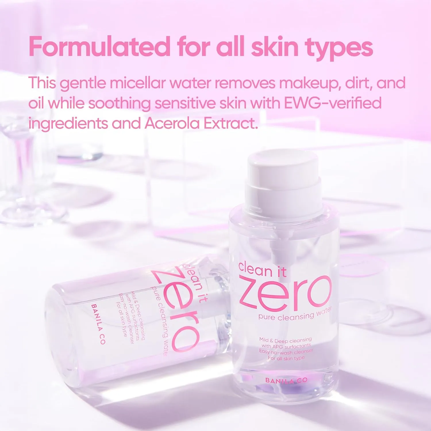 BANILA CO Clean It Zero Pure Cleansing Water | Gentle Cleanser for Sensitive Skin | Micellar Water Makeup Remover No Rinse & Oil Free (310ml / 10.48 fl.oz)
