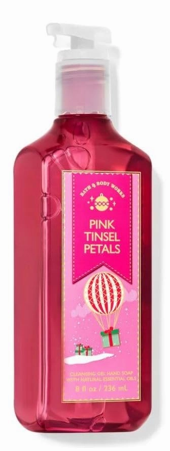 Bath Body Pink Tinsel Petals Gentle Gel Hand Soap | 8 Fl Oz | Scented with Natural Essential Oils