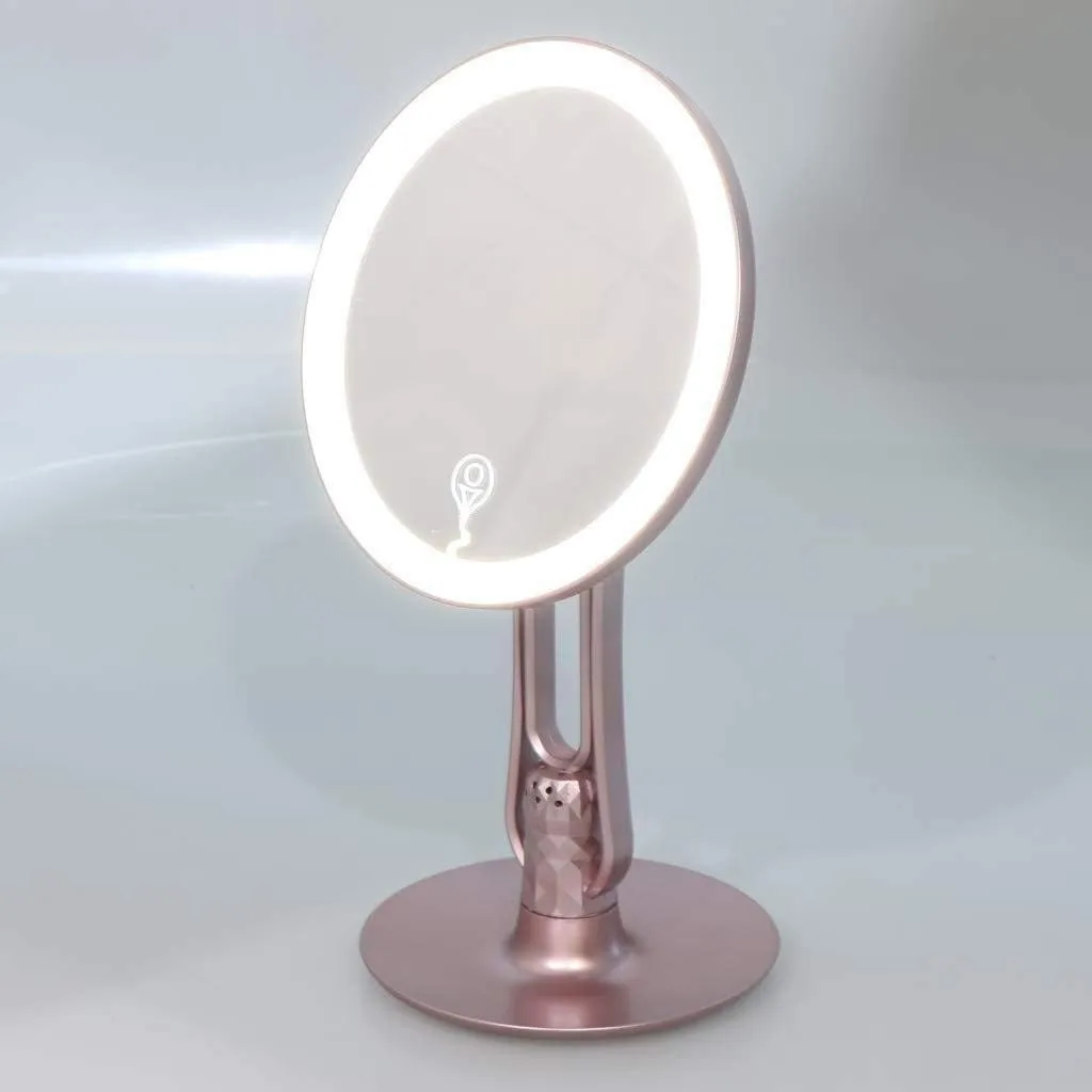 Bathroom Mirror Make up Mirror with Lights Aromatherapy LED Makeup Mirror Touch Screen,Adjustable Beauty Countertop Cosmetic Mirror with Make Up Organizer Storage (Size : Round)