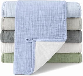 Bearmoss Muslin Burp Cloths, 100% Cotton Baby Burping Clothes, Large Extra Soft Absorbent for Unisex Newborn Boy and Girl, 20x10in, 6 Pack