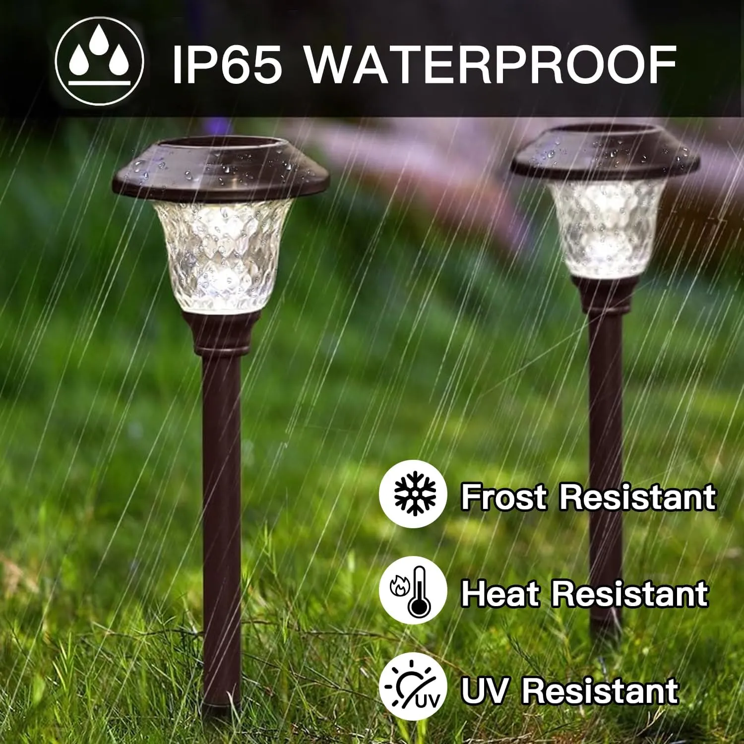 BEAU JARDIN 8 Pack Solar Pathway Lights Outdoor Solar Powered Lights Waterproof Glass High Lumen for Garden Landscape Path Yard Walkway Patio Driveway Outside Colored Color Changing White Bronze