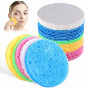 Beaupretty 50 Pieces Compressed Facial Sponges Reusable Cosmetic Sponges Practical Face Exfoliator Cleansing Sponge for Makeup Removal