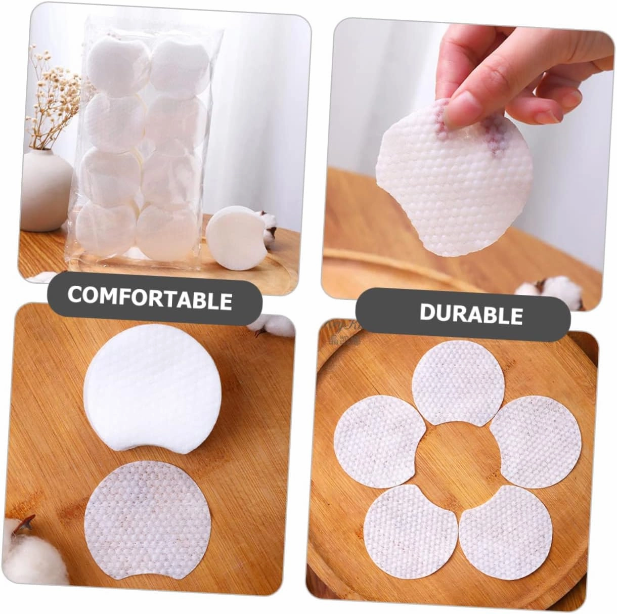 Beaupretty Semi-Circular Makeup Removal Pads 1200 Pack Non-Woven Cotton Pads for Daily Face Cleansing