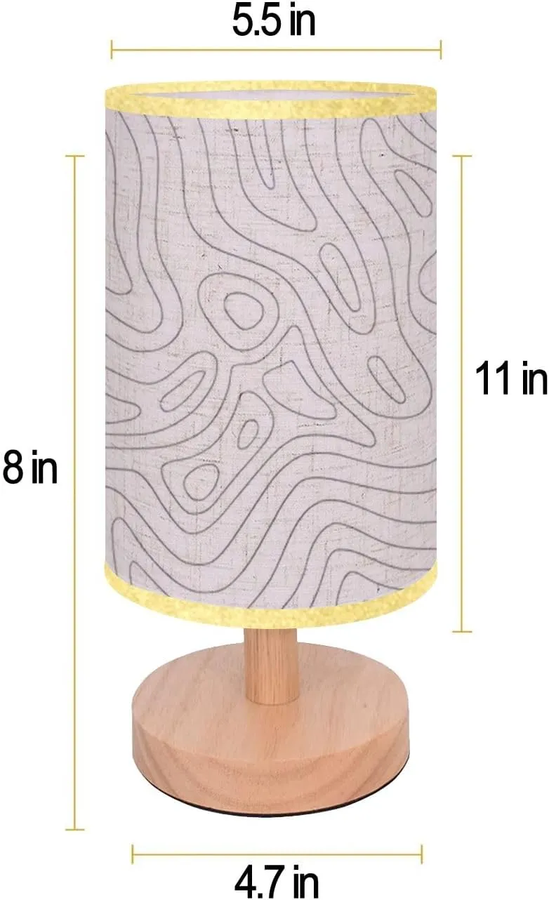 Bedside Desk Lamps, Minimalist Abstract Topographic Contour Line Pattern Black White Nightstand Lamps, Small Table Lamp for Nursery Girls Kids Bedroom Classroom Living Room Dorm Decor