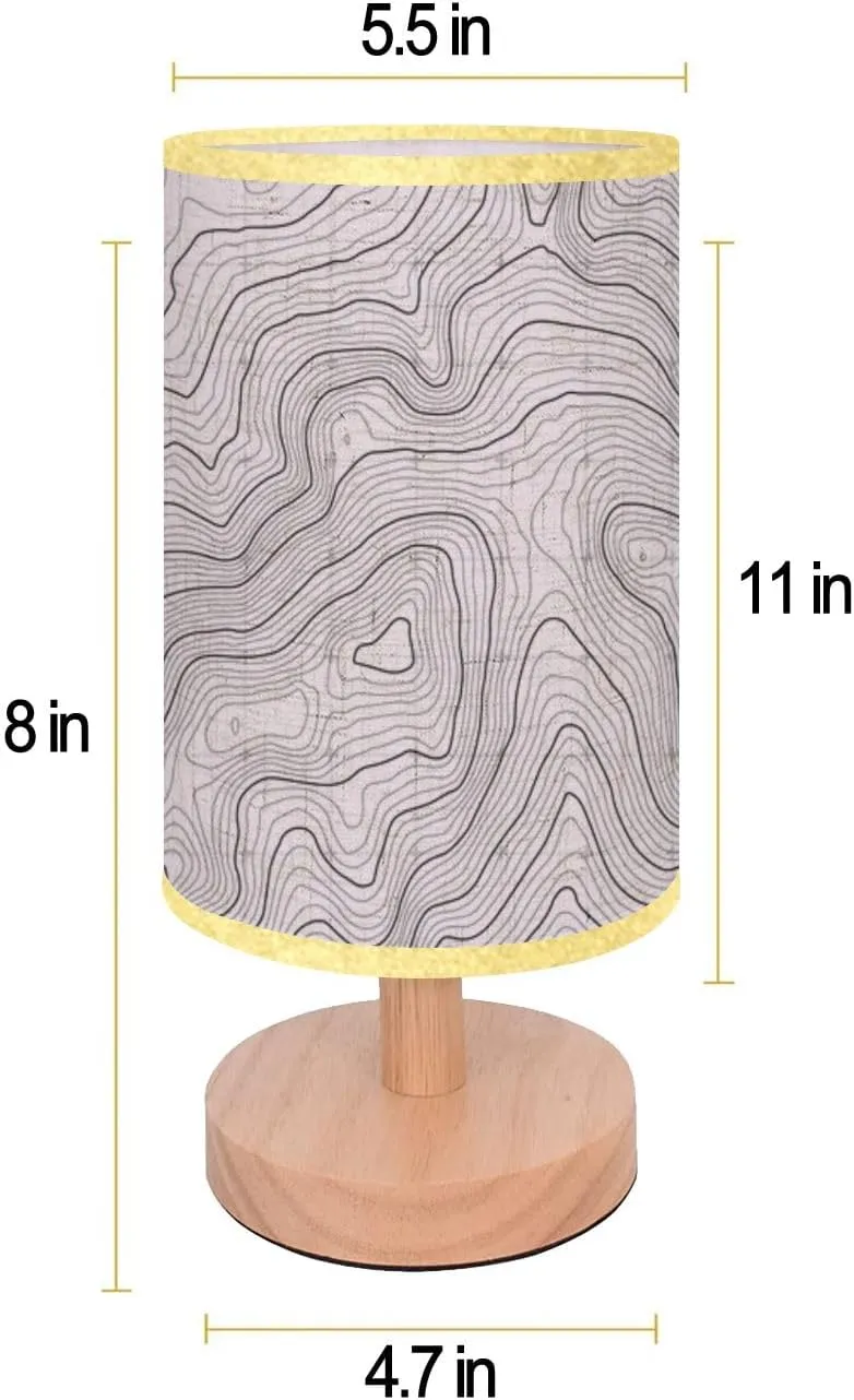 Bedside Desk Lamps, Minimalist Background topographic map map elevation Geographic line mountain Nightstand lamps, Small Table Lamp for Nursery Girls Kids Bedroom Classroom Living Room Dorm Decor