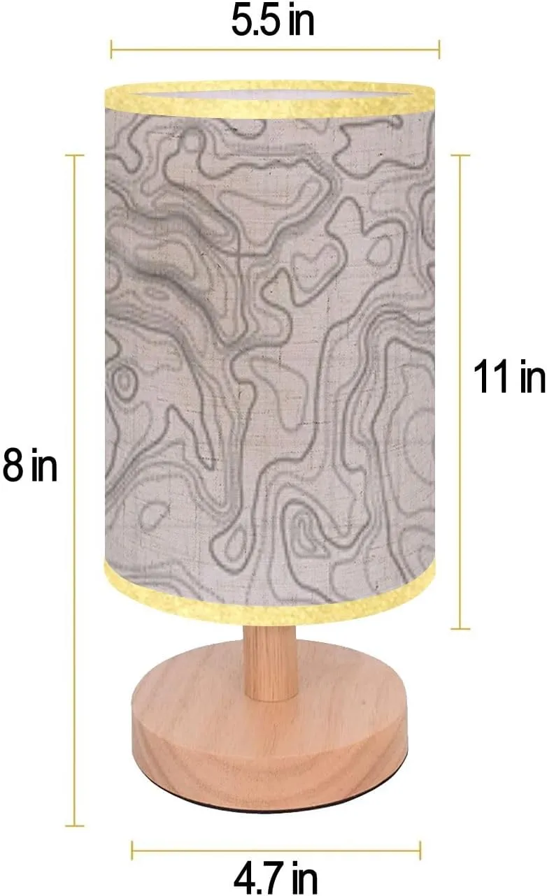 Bedside Desk Lamps, Minimalist Ocean bottom topographic line map curvy wave isolines Sea depth Nightstand lamps, Small Table Lamp for Nursery Girls Kids Bedroom Classroom Living Room Dorm Decor