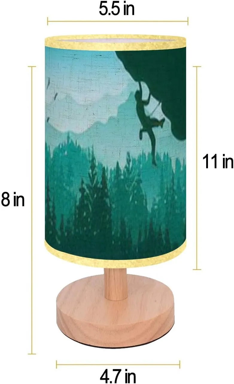 Bedside Desk Lamps, Minimalist Silhouette Rock Climber Climbing Overhang Forest Mountains Nightstand Lamps, Small Table Lamp for Nursery Girls Kids Bedroom Classroom Living Room Dorm Decor
