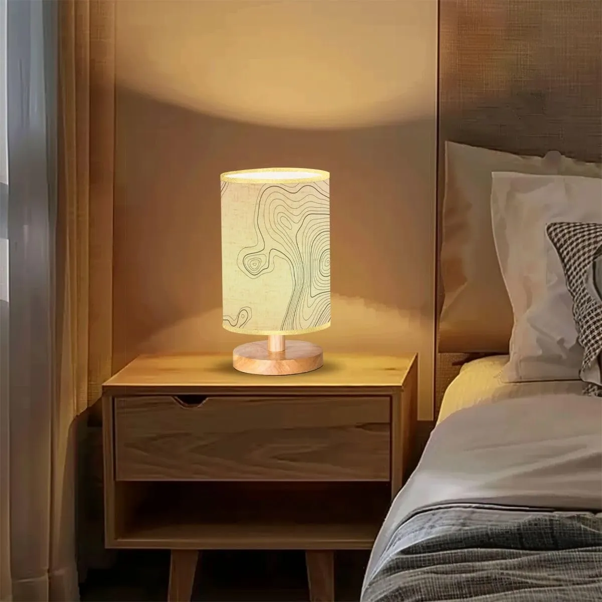 Bedside Desk Lamps, Minimalist The stylized height topographic contour lines contours The conditional Nightstand lamps, Small Table Lamp for Nursery Girls Kids Bedroom Classroom Living Room Dorm Decor