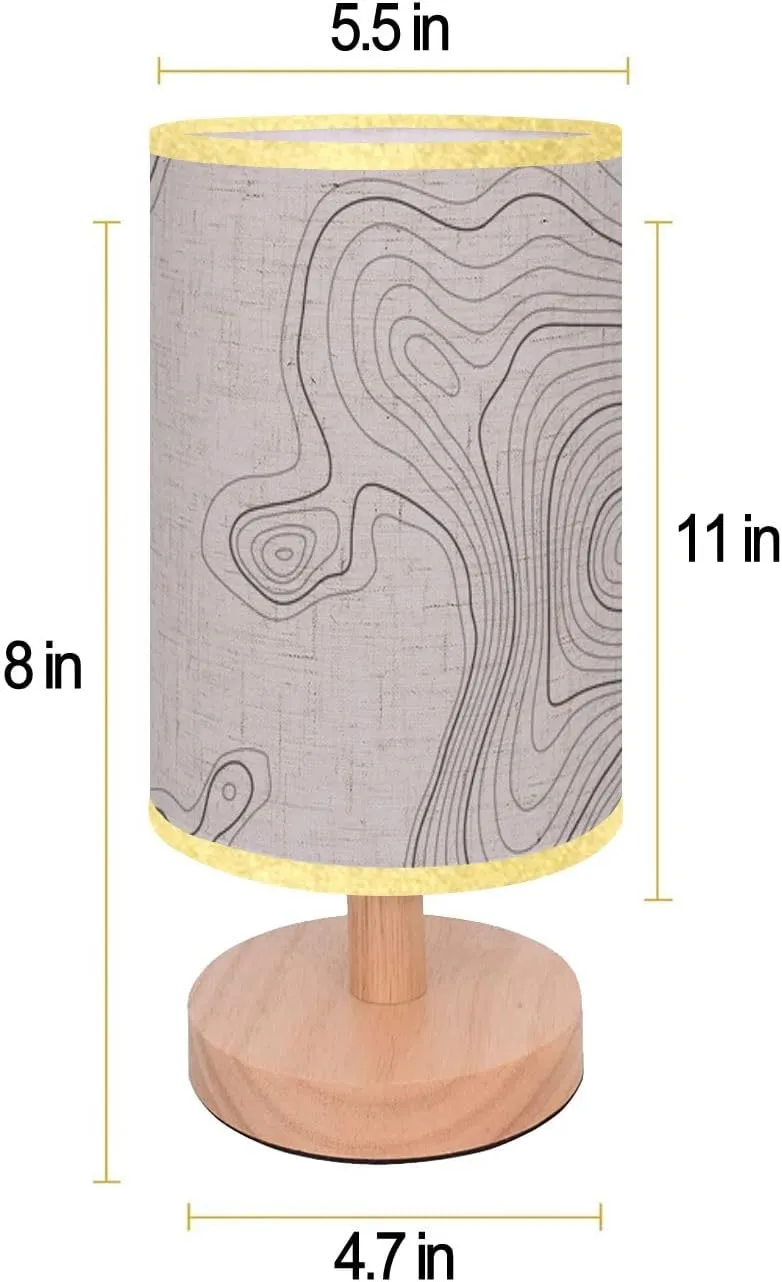 Bedside Desk Lamps, Minimalist The stylized height topographic contour lines contours The conditional Nightstand lamps, Small Table Lamp for Nursery Girls Kids Bedroom Classroom Living Room Dorm Decor