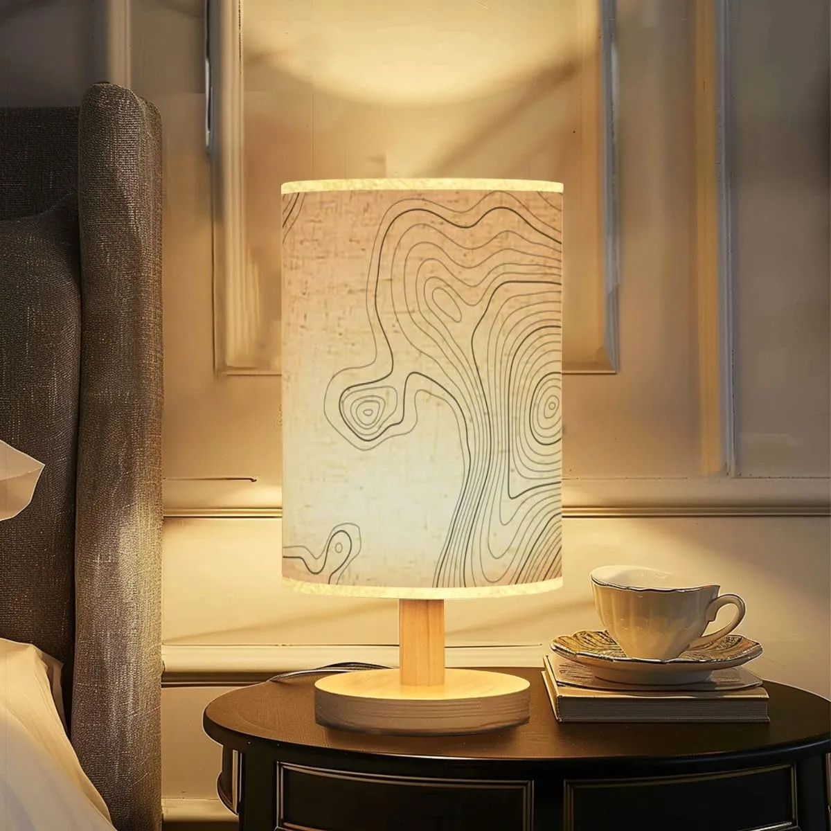 Bedside Desk Lamps, Minimalist The stylized height topographic contour lines contours The conditional Nightstand lamps, Small Table Lamp for Nursery Girls Kids Bedroom Classroom Living Room Dorm Decor